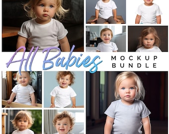 11 Baby Mockup Bundle Tshirts Kids mock ups Bundle Toddler Mock up tshirt kid mockup Cute Mock up bundle kids, toddler mockups, baby mockups