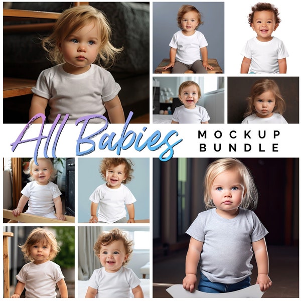 11 Baby Mockup Bundle Tshirts Kids mock ups Bundle Toddler Mock up tshirt kid mockup Cute Mock up bundle kids, toddler mockups, baby mockups