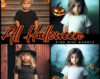 4 Kids Halloween Mini Mockup T Shirt Bundle  Boy and Girl Mock up Kids Mock up - T Shirt Mockup tshirt mock up Halloween, Spooky Mockup