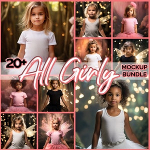 20+ Kids Girl Mockup T Shirt Bundle Girly Theme Fairy Princess mockup Girl Mock up Kids Mock up - Toddler Mockup tshirt baby mock up Bundle