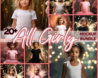 20+ kindermeisje mockup T-shirtbundel Girly thema Fairy Princess mockup meisje mock-up kinderen mock-up - mockup t-shirt peuter baby mock-up bundel