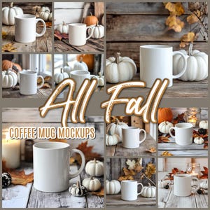 Fall Mug Mockup Bundle White Coffee Mug Mockup Autumn Themed Ceramic Mug Mockups and Hot Cocoa Mug Mock ups Fall Thanksgiving Mugs