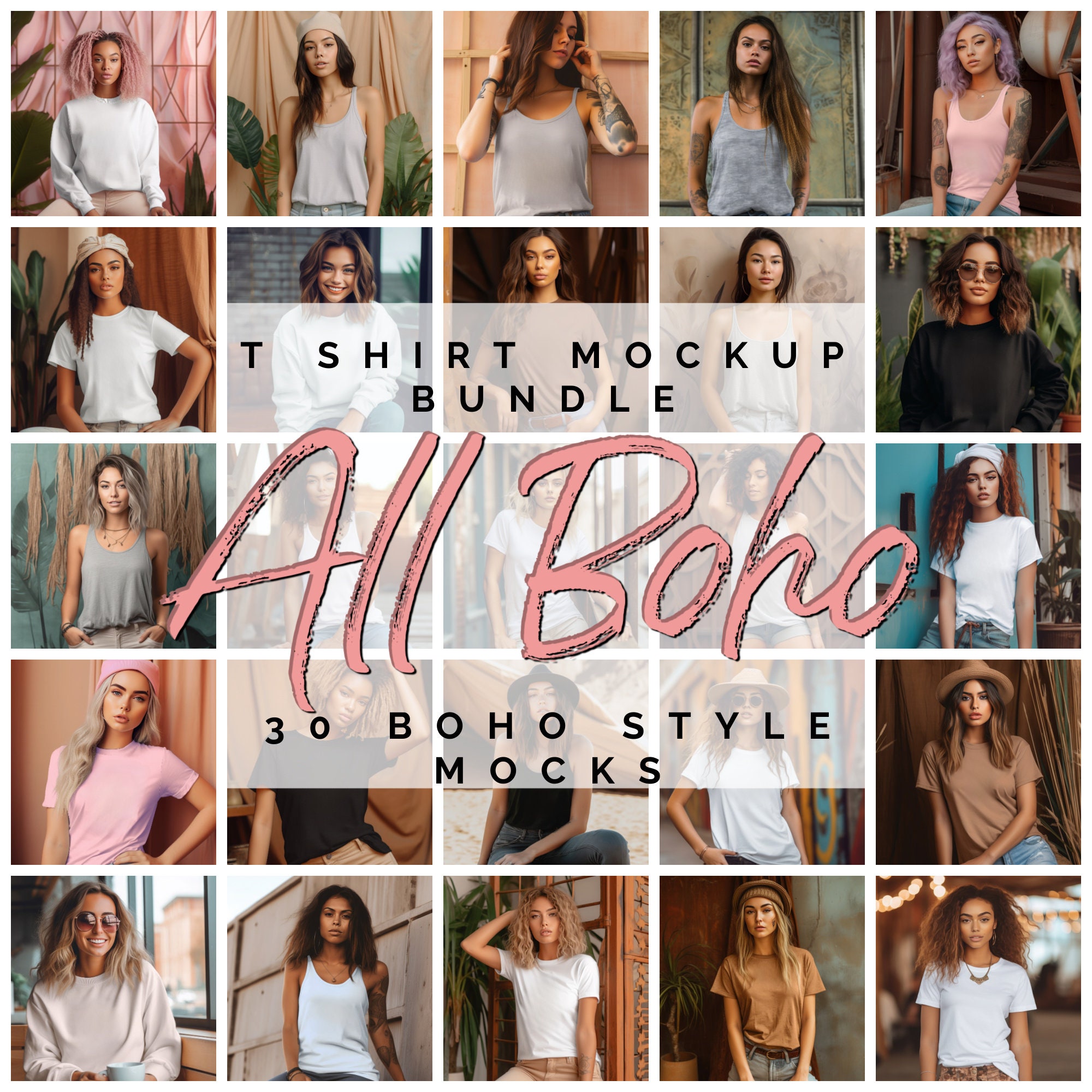 30 Boho  Mockup Bundle Boho mock up  tshirt mockup boho tank top mockups women tshirt mocks mock ups for women shirts Bundle mockups