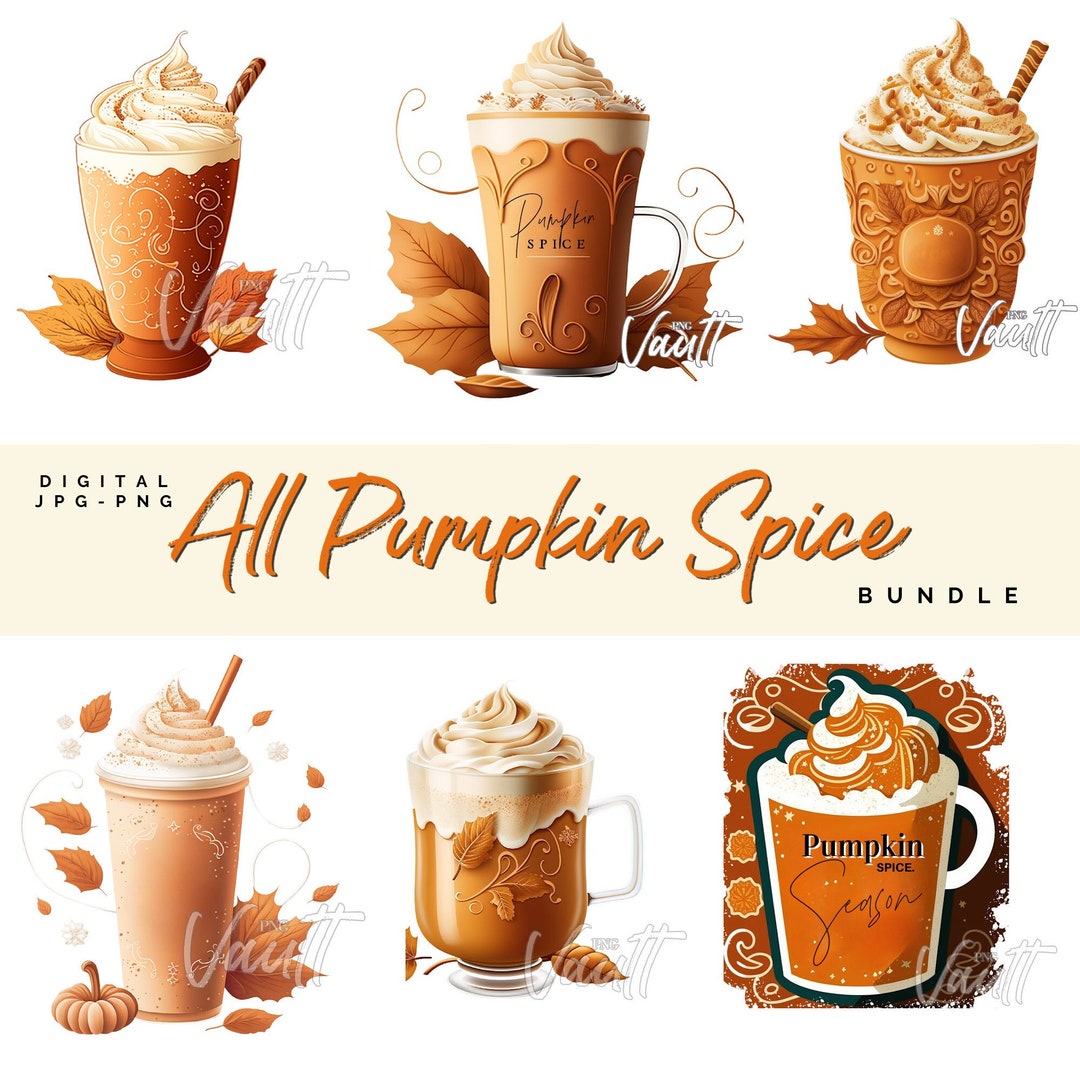 Pumpkin Spice Latte PNG JPG Bundle Whimsical Latte Designs for Fall ...