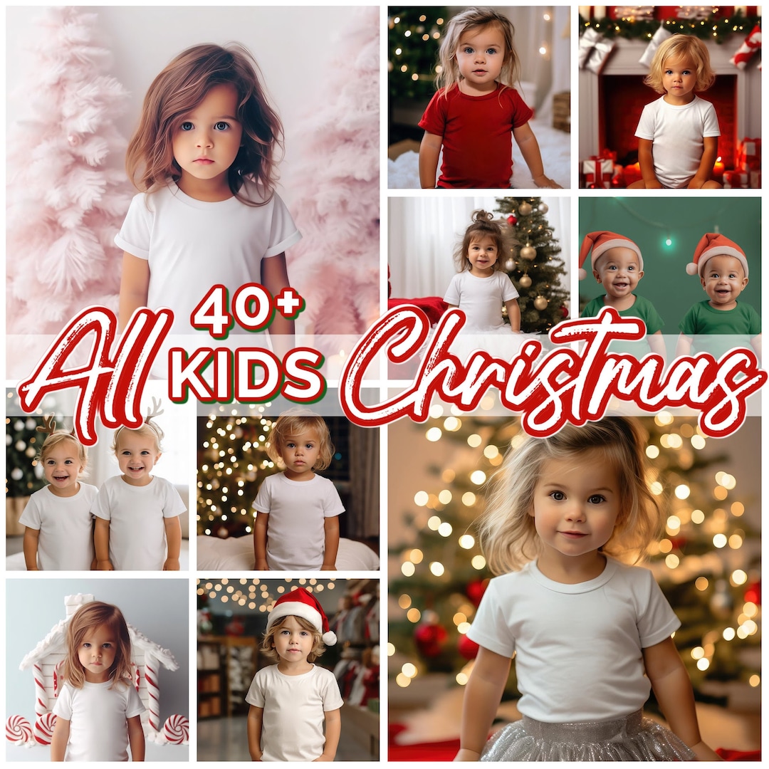 40+ Christmas Kids Mockup T Shirt Bundle, Holiday Mockup Girl Mock up ...