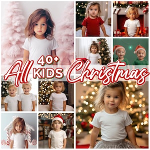 40+ Christmas Kids Mockup T Shirt Bundle, Holiday mockup Girl Mock up Kids Mock up - Toddler Mockup tshirt boy and baby mock ups christmas