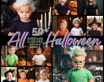 60+ Halloween Mockup Kids T Shirt Bundle  Boy and Girl Mock up Kids Mock up - T Shirt Mockup tshirt Toddler mock up Baby Halloween mock ups