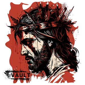 Jesus Digital Sublimation Design Jesus PNG Jesus Digitale Kunst Jesus Tshirt Jesus T-Shirt Design Sublimation Jesus Design Dornenkrone