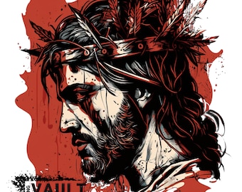 Jesus Digital Sublimation Design Jesus PNG Jesus Digital art Jesus Tshirt Jesus t shirt Design Sublimation Jesus Design Crown of thorns