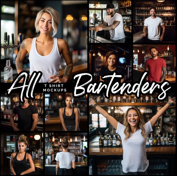 Bartender Mockups tshirt mock up Bartender Women Men Beer Restaurant Waitress Mockup Bundle t shirt Server Mockup tshirt mock ups