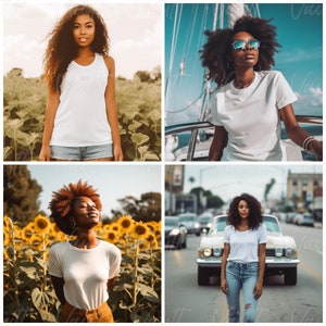 K&ouml;nnte beinhalten: Eine Collage aus vier Bildern, die eine Person in einem wei&szlig;en T-Shirt in verschiedenen Umgebungen zeigen. Das erste Bild zeigt die Person, die in einem Sonnenblumenfeld steht. Das zweite Bild zeigt die Person auf einem Boot. Das dritte Bild zeigt die Person, die in einem Sonnenblumenfeld steht. Das vierte Bild zeigt die Person, die vor einem Auto steht.