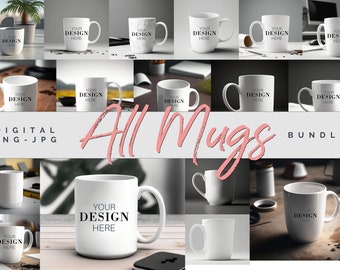 Kaffeetasse Mockup Bundle jpg Vorlage für Sublimations Design Kaffeetasse Mockup Blank Tassen Weißer Becher Mockup Tassen für Design kaffee weiß