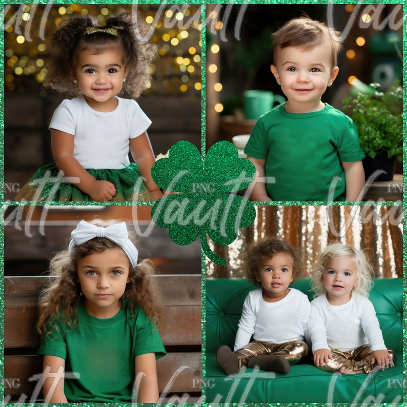 St Patty Day Kids Mockups Kids Boy Girl Tshirt mock ups St. Patricks Day Themed, St. Patty's Day Themed Mockups. Kids tshirt mockup image 8