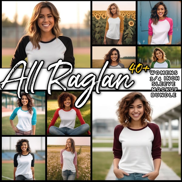 40+ Raglan Womens Mockup T-Shirt Bundle Raglan Baseball Shirt Mockup Mockup Raglan Mockup Raglan T-Shirt Frauen Mock Up Tshirt Mockup Frauen