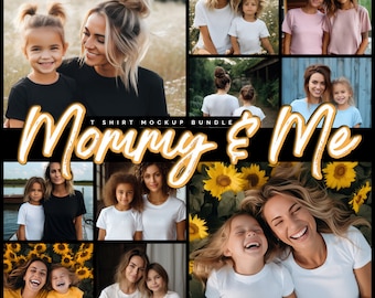 Mommy & Me T-Shirt Mockup Bundle für Familie Tshirt Mockup Mutter und Tochter Mock Up Mutter und Sohn Mockups Muttertag Tshirt Mockup Bundle