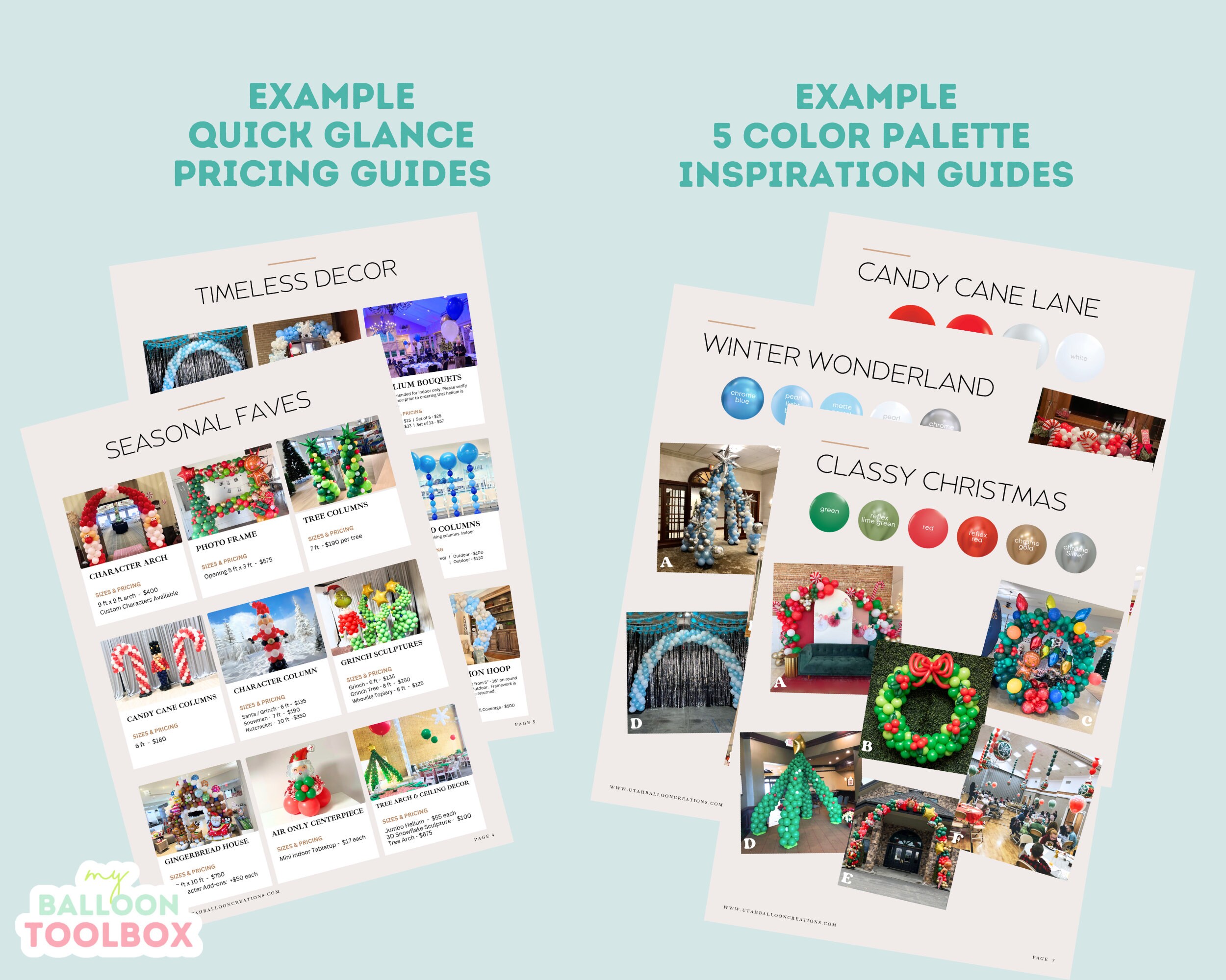 Holiday Balloon Decor Catalog Editable Canva Template Balloon