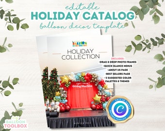 Holiday Balloon Decor Catalog - Editable Canva Template | Balloon Catalog and Pricing Menu for Professionals | Christmas Balloon Guide