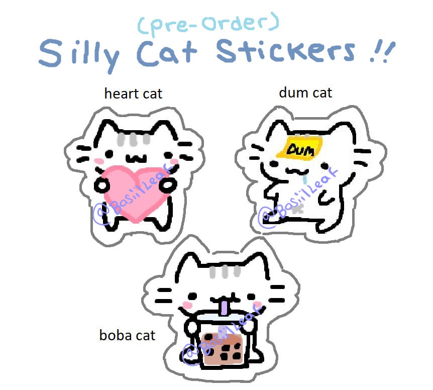 silly cat stickers!!! avaliable on my shop now ⭐️🎀 #wuh #cat