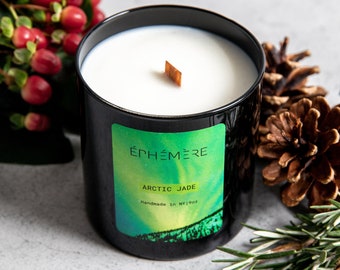 9oz Arctic Jade Candle - Pine And Cypress | Soy Wax | Wood Wick Candle