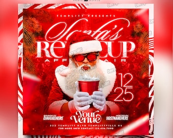 Santa Christmas Party Flyer, Premade Flyer Template, Event Flyer, Night Club Flyer, Custom Digital Flyer Design