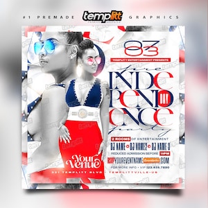 Independence Day Party Flyer, Premade Flyer Template, Event Flyer, Night Club Flyer, Custom Digital Flyer Design