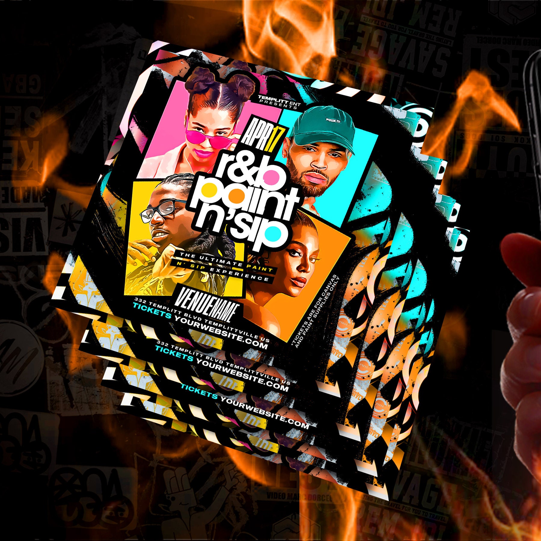 One State R&b Painting R&B Paint N Sip Flyer, Premade Flyer Template, Club Flyer, Party Flyer ...