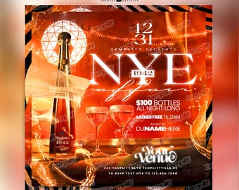 New Year's Eve Party Flyer, Premade Flyer Template, Event Flyer, Night Club Flyer, Custom Digital Flyer Design