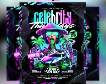 Celebrity Thursdays Party Flyer, Premade Flyer Template, Event Flyer, Night Club Flyer, Custom Digital Flyer Design