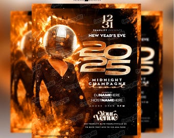 New Year's Eve Party Flyer, Premade Flyer Template, Event Flyer, Night Club Flyer, Custom Digital Flyer Design
