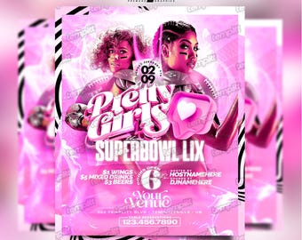 Super Bowl Watch Party Flyer, Premade Flyer Template, Event Flyer, Night Club Flyer, Sports Flyer, Custom Digital Flyer Design