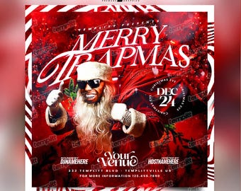 Merry Christmas Party Flyer, Premade Flyer Template, Event Flyer, Night Club Flyer, Custom Digital Flyer Design