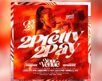 Too Pretty to Pay Ladies Night Party Flyer, Premade Flyer Template, Event Flyer, Night Club Flyer, Custom Digital Flyer Design