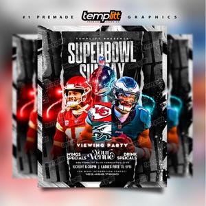 Super Bowl Watch Party Flyer, Premade Flyer Template, Event Flyer, Night Club Flyer, Sports Flyer, Custom Digital Flyer Design
