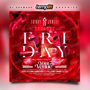 Friday Party Flyer, Premade Flyer Template, Event Flyer, Night Club Flyer, Custom Digital Flyer Design