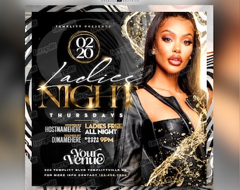 Ladies Night Party Flyer, Vorgefertigte Flyer Vorlage, Event Flyer, Nachtclub Flyer, Individuelles Digitales Flyer Design