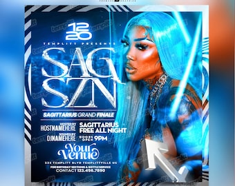 Sagittarius Season Party Flyer, Premade Flyer Template, Event Flyer, Night Club Flyer, Custom Digital Flyer Design