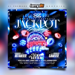 Jackpot Friday Party Flyer, Premade Flyer Template, Event Flyer, Night Club Flyer, Custom Digital Flyer Design