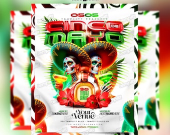 Cinco De Mayo Party Flyer, Premade Flyer Template, Event Flyer, Night Club Flyer, Custom Digital Flyer Design