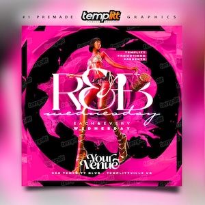 R&B Wednesday Party Flyer, Premade Flyer Template, Event Flyer, Night Club Flyer, Custom Digital Flyer Design