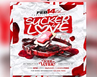 Valentine's Day Flyer, Premade Flyer Template, Brunch Invitation, Club Flyer, Party Flyer, Custom Digital Flyer Design