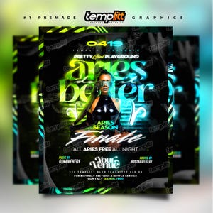 Aries Season Party Flyer, Premade Flyer Template, Event Flyer, Night Club Flyer, Custom Digital Flyer Design