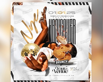 New Year's Hangover Brunch Flyer, Premade Flyer Template, Brunch Invitation, Club Flyer, Party Flyer, Custom Digital Flyer Design