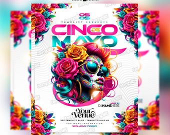 Cinco De Mayo Party Flyer, Premade Flyer Template, Event Flyer, Night Club Flyer, Custom Digital Flyer Design
