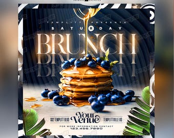 Saturday Brunch Flyer, Premade Flyer Template, Brunch Invitation, Club Flyer, Party Flyer, Custom Digital Flyer Design