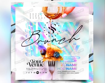 Sunday Brunch Flyer, Premade Flyer Template, Brunch Invitation, Club Flyer, Party Flyer, Custom Digital Flyer Design
