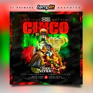 Cinco De Mayo Party Flyer, Vorgefertigte Flyer Vorlage, Event Flyer, Nachtclub Flyer, Individuelles Digitales Flyer Design