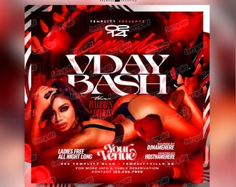 Valentine's Day Flyer, Premade Flyer Template, Brunch Invitation, Club Flyer, Party Flyer, Custom Digital Flyer Design