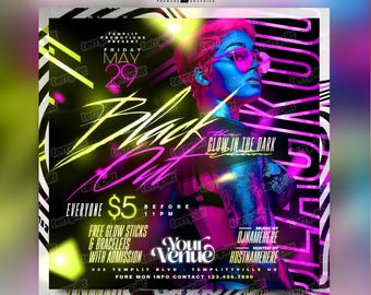 Black Out Party Flyer, Premade Flyer Template, Event Flyer, Night Club Flyer, Custom Digital Flyer Design