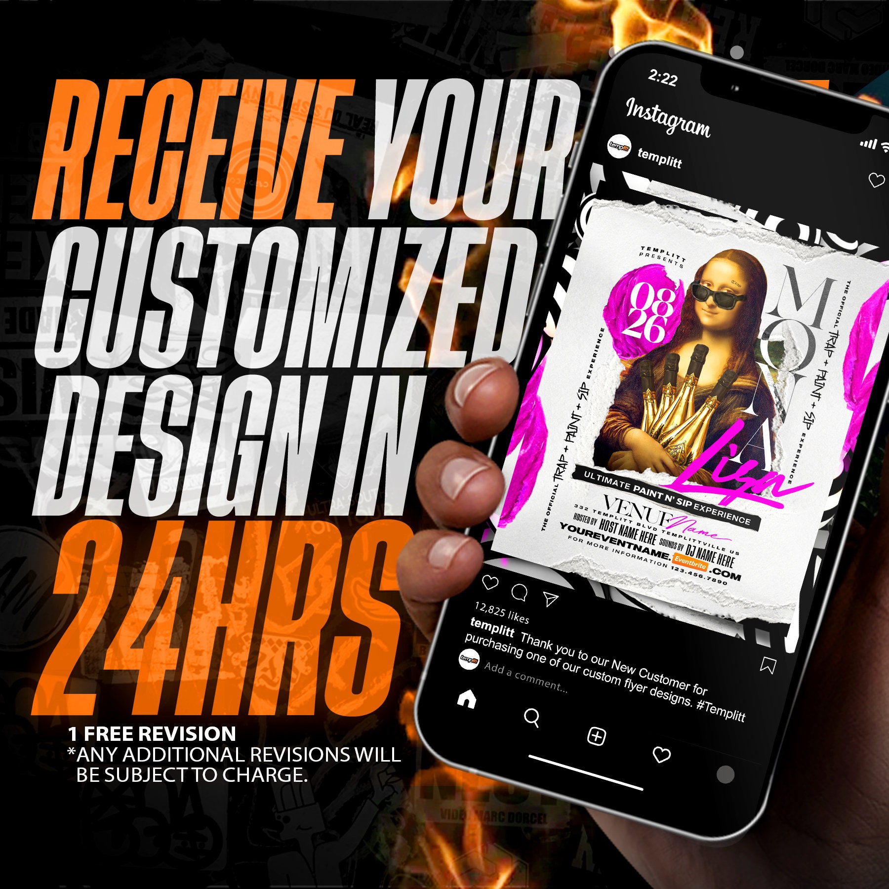 Trap Paint N Sip Flyer, Premade Flyer Template, Club Flyer,