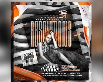 Resolutions New Year's Eve Party Flyer, Premade Flyer Template, Event Flyer, Night Club Flyer, Custom Digital Flyer Design